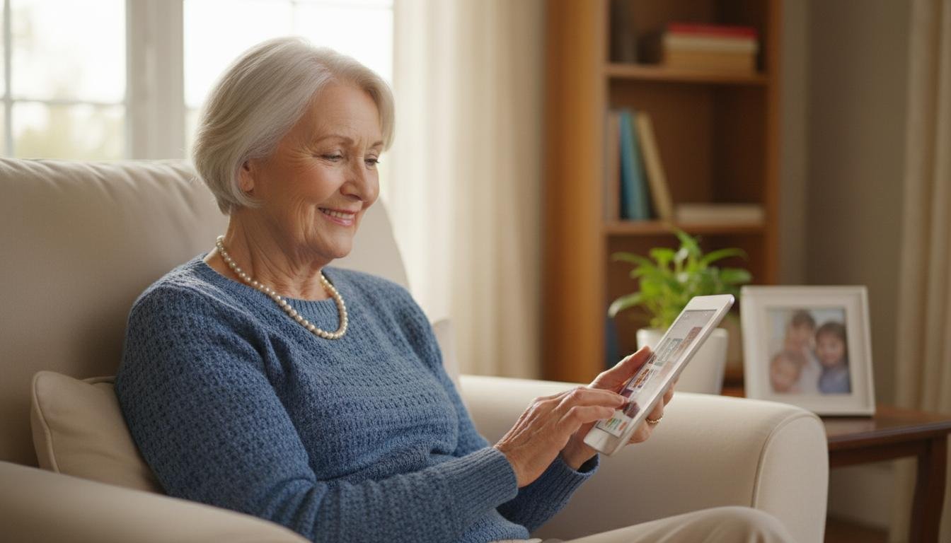 Senior using a tablet