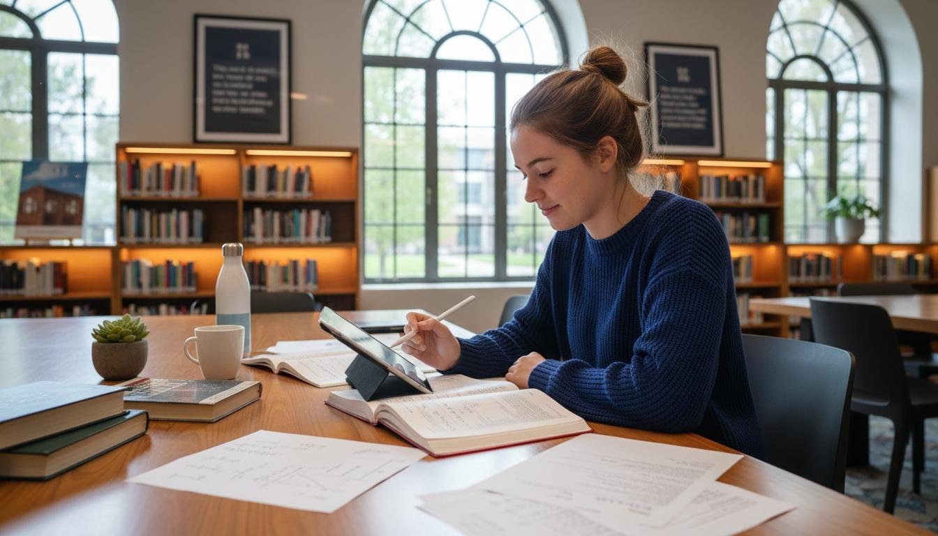 Student using a tablet for education